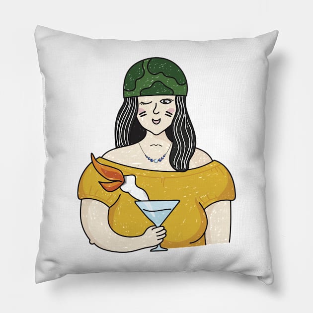 Ukrainian Girl with Molotov Cocktail Strong Women from Ukraine Pillow by Ukraine Prints