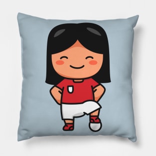 Cute Female Soccer Player Cartoon Pillow