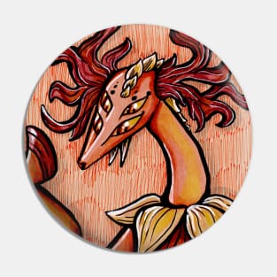 Orange Deer Monster Pin