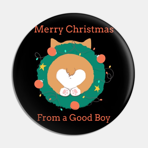 Merry Christmas from a Good Boy Holiday Welsh Corgi Butt Pin by LittleFlairTee