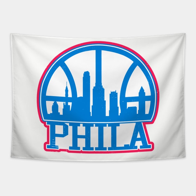 Philadelphia Basketball Skyline Tapestry by darklordpug