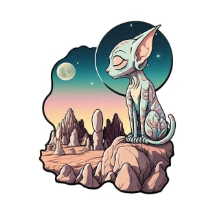 Sphynx Cat - Extraterrestrial Lovecraft Landscape T-Shirt