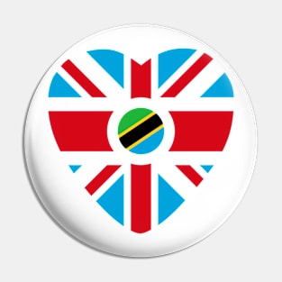 British Tanzanian Multinational Patriot Flag Series (Heart) Pin