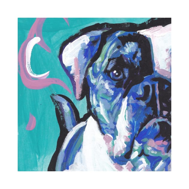 American Bulldog bright Colorful Pop Dog Art by bentnotbroken11