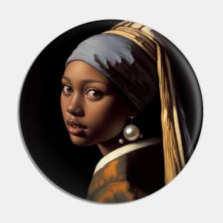 Vermeer's Pearl Earrings Reimagined: Celebrating Black Beauty for Black History Month Pin