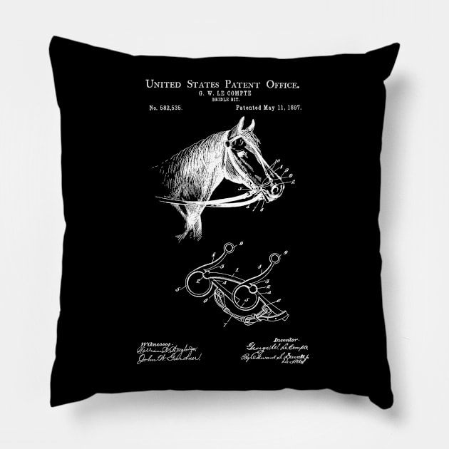 Horse Bridle Patent White Pillow by Luve