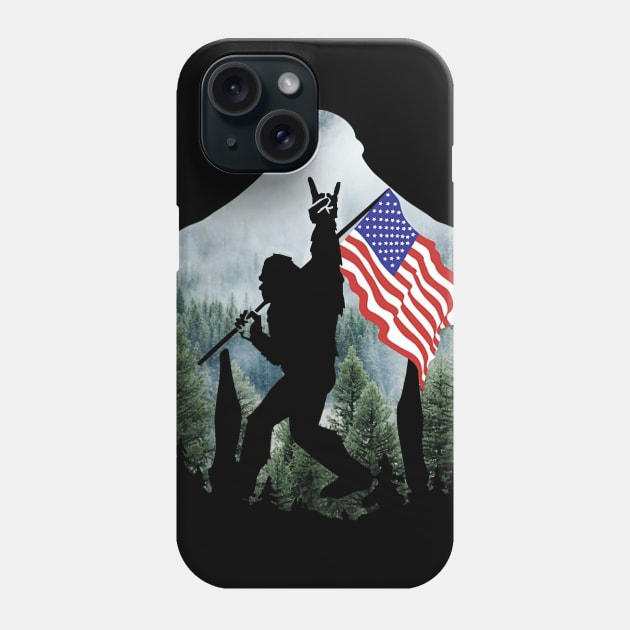 Bigfoot Into The Forest USA Flag Phone Case by Phylis Lynn Spencer