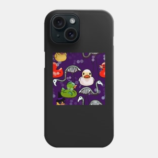 Spooky Halloween Ducks and Pink Flamingo Skeletons Phone Case