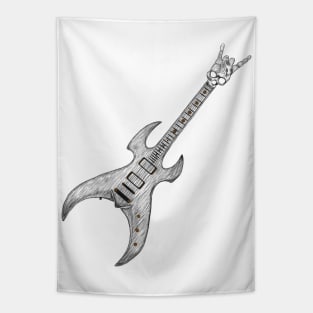 Guitar Shaped Rock on hand sign Tapestry