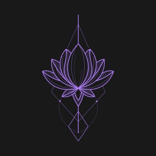 Simple Geometric Lotus Flower / Electric Purple T-Shirt