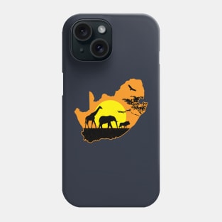 South Africa Safari Savannah Sunset Giraffe Elephant Wildebeest Phone Case