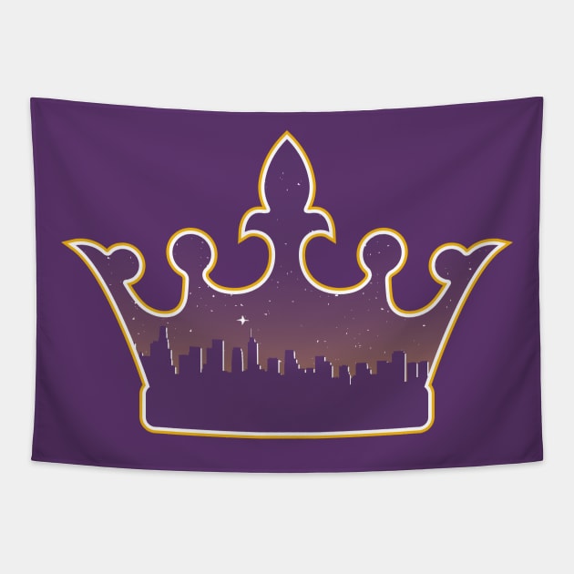 Los angeles kings City Skyline Purple Tapestry by stayfrostybro