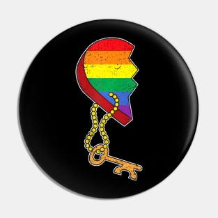 Matching Half Heart Gay Pride Lgbt Q Flag Couple Lock Love Pin