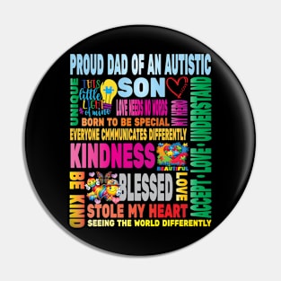 Autism Proud Dad Father Son Love Autistic Kids Autism Awareness Family Pin