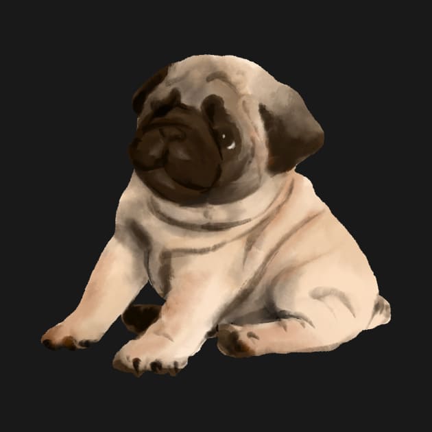 Pug cute sitting by ArtInPi