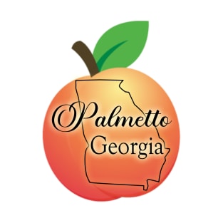 Palmetto Georgia State Outline on Peach T-Shirt