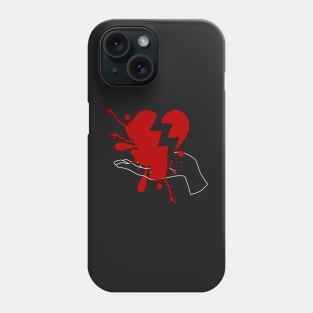 Broken heart art with blood spatter effect Phone Case