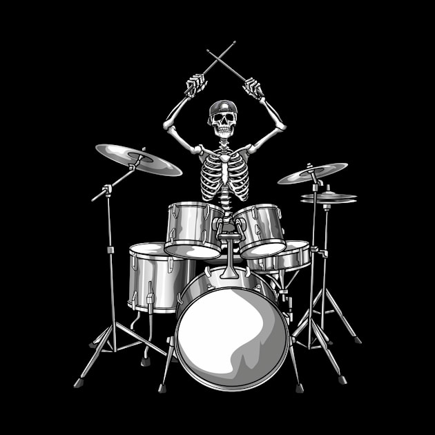 Drummer Skeleton Drumming by KAWAIITEE
