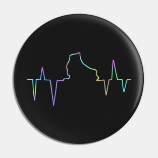 Neon ice skate heartbeat Pin