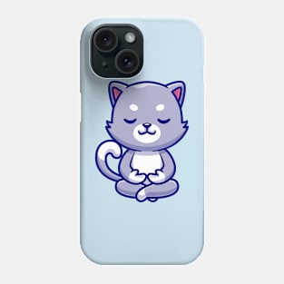 Cute Cat Meditating Yoga Cartoon Phone Case