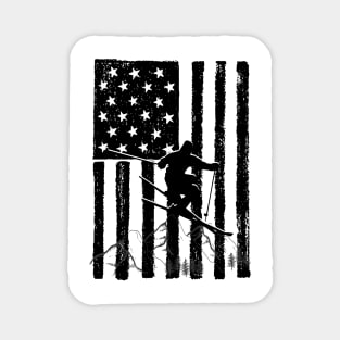 Vintage Skiing Us Flag Magnet