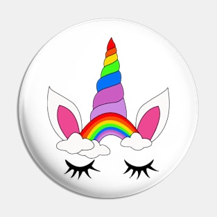 Rainbow unicorn horn with clouds Pin