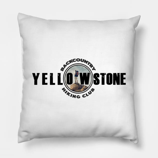 BACKCOUNTRY HIKING CLUB Yellowstone National Park - backcountry hiking Pillow by Smyrna Buffalo