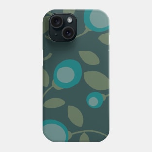 Floral Toss Pattern Design in Moody Blue/Green Phone Case