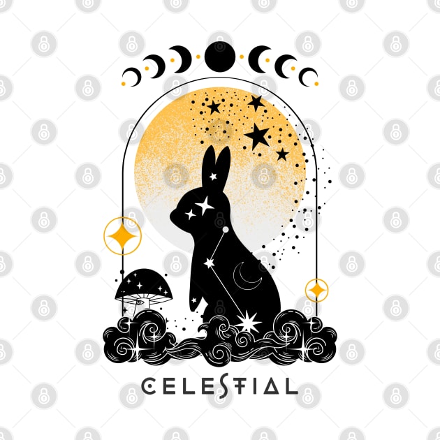 Celestial animal rabbit with magic mushroom by MonochromeEcho