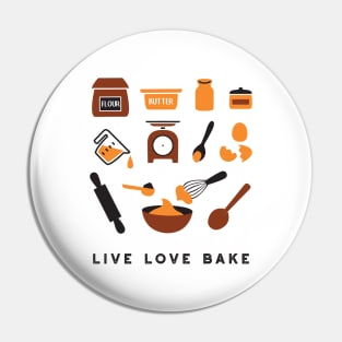 Cute Baking Utensil and Live Love Bake Quotes I Pin