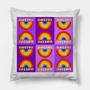 Rainbow Chanukiah Purples Grid Pillow