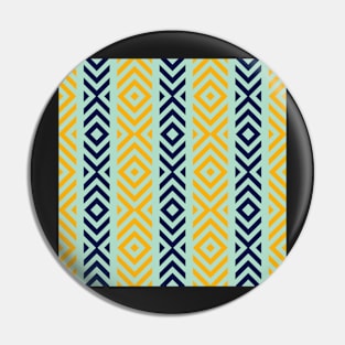 Navy, Teal, and Tangerine Diamond Tribal Stripe Pattern Pin