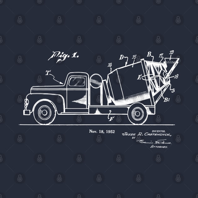 Vintage Concrete Truck Patent Image 1952 by MadebyDesign