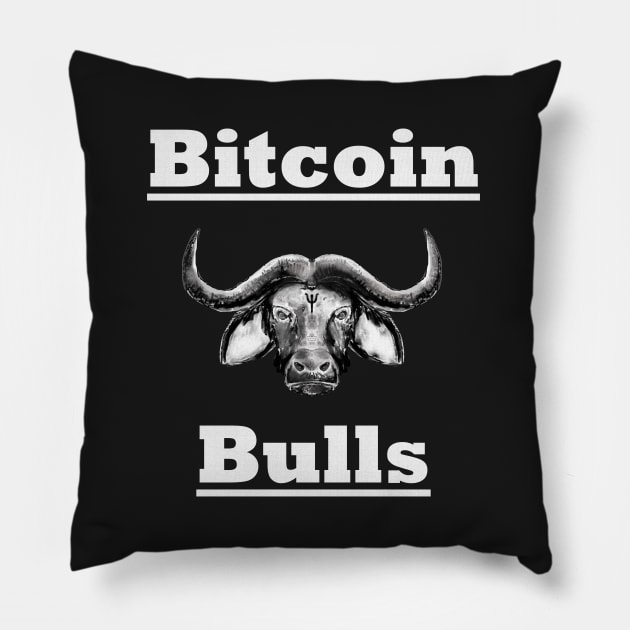 Bitcoin Bulls Cryptocurrency Bull Run Pillow by PlanetMonkey