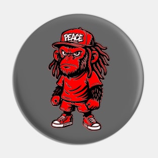 Peace Monkey Street Attitude Art and Hat Pin