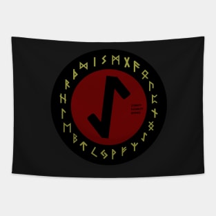 Red Eihwaz Futhark Rune Symbol Tapestry