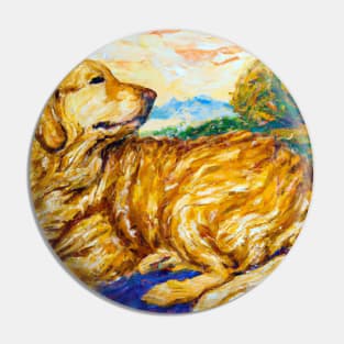 Golden Retriever in the style of Paul Gauguin Pin