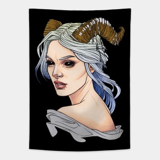 Girl with Gold Horn Tapestry