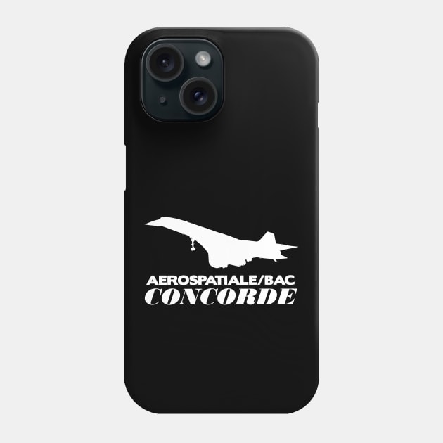 Aerospatiale-BAC Concorde Silhouette Print (White) Phone Case by TheArtofFlying