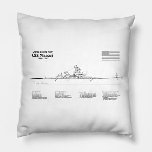 USS Missouri bb-63. World War II Battleship - BDpng Pillow