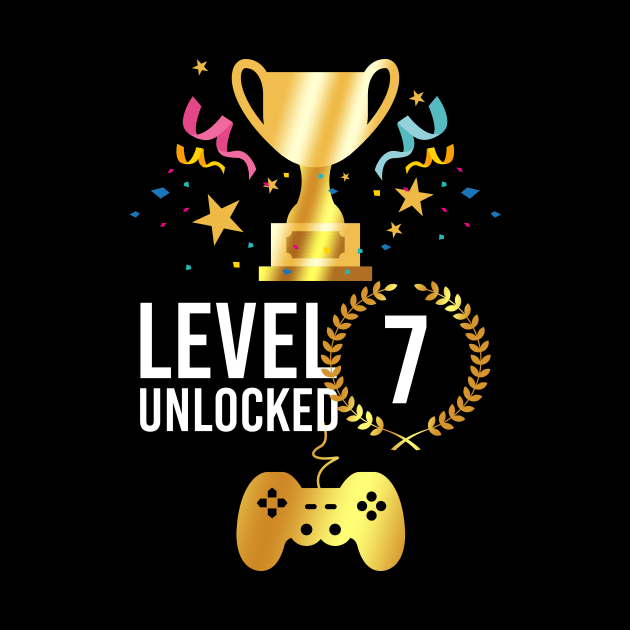 7th Birthday | Seven Birthday | Level 7 Unlocked Awesome | Video Gaming Gift Ideas | Game Lover Gift| Retro Gamer Birthday Gift by johnii1422