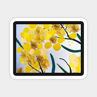 Golden Wattle Flowers by Leah Gay Magnet