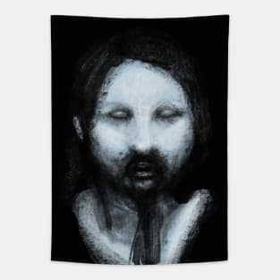 Blue zombie painted portrait Tapestry