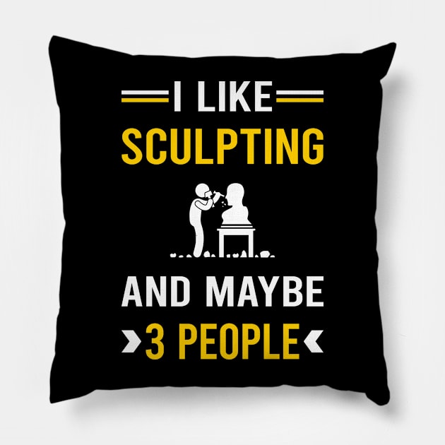 3 People Sculpting Sculptor Sculpture Pillow by Good Day