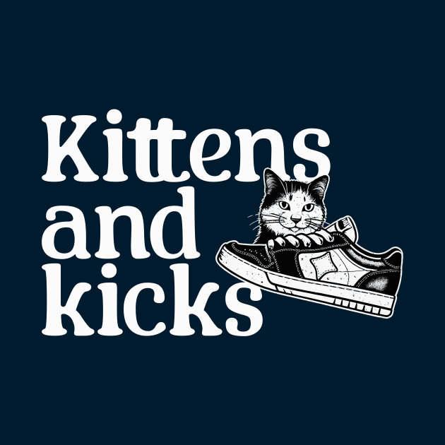 Vintage 90s Kittens and Kicks Sneaker Box Design - Retro Black and White Art by Tecnofa