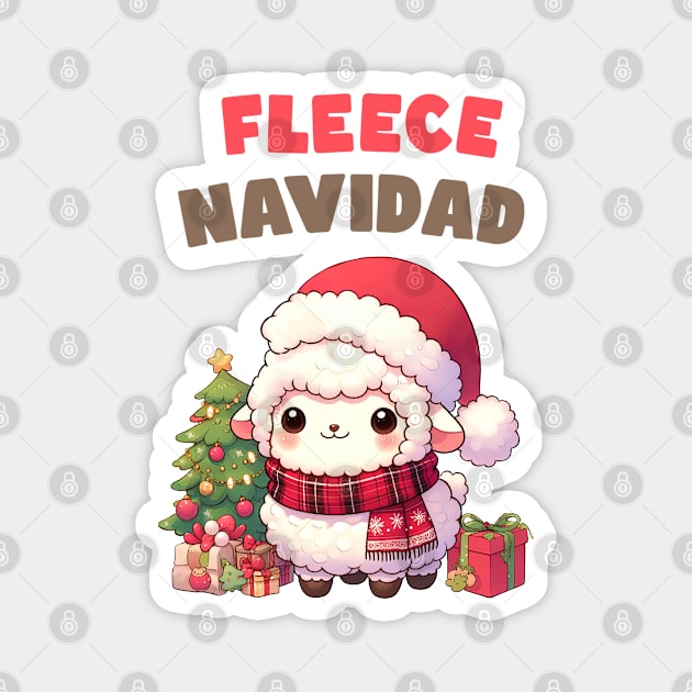 Fleece Navidad Christmas Sheep Magnet by Takeda_Art