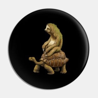 Sloth Riding Tortoise Sloth Riding Turtle Pin