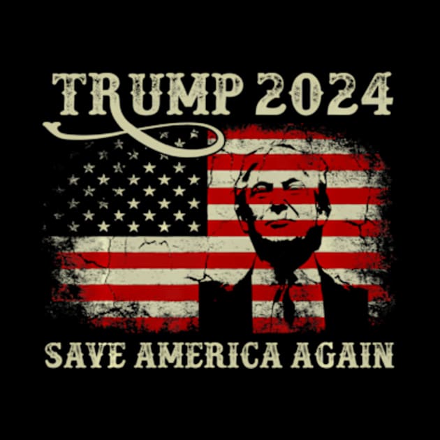 Donald Trump 2024 Save America Again American Flag Patriotic by lam-san-dan