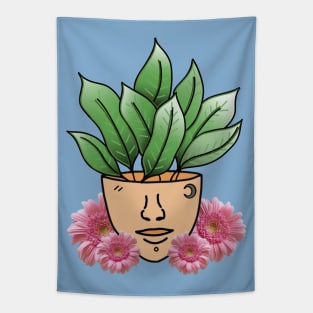 Dumb Cane Tropical House Plant with Pink Gerber Daisys Tapestry