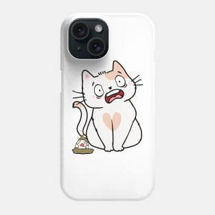 Funny White Cat steps on a dirty diaper Phone Case